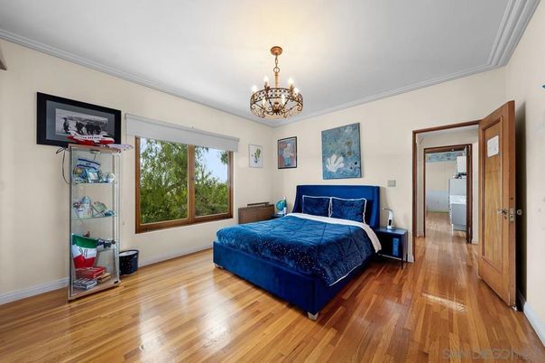 Bedroom, Chandelier, Interior, Wood Texture Flooring