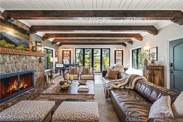 Fireplace, Interior, Living room, Piano, Wooden Beams