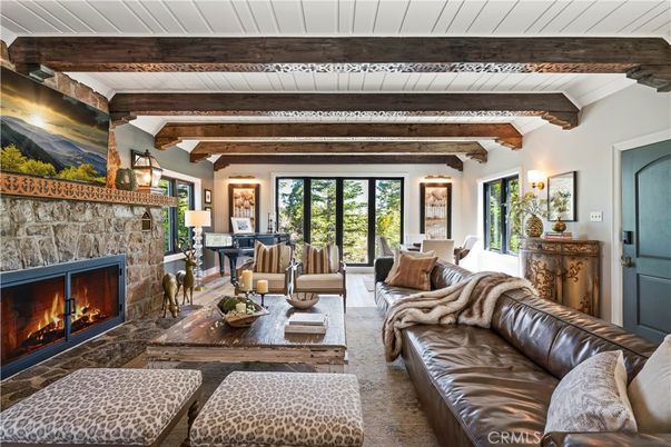 Fireplace, Interior, Living room, Piano, Wooden Beams