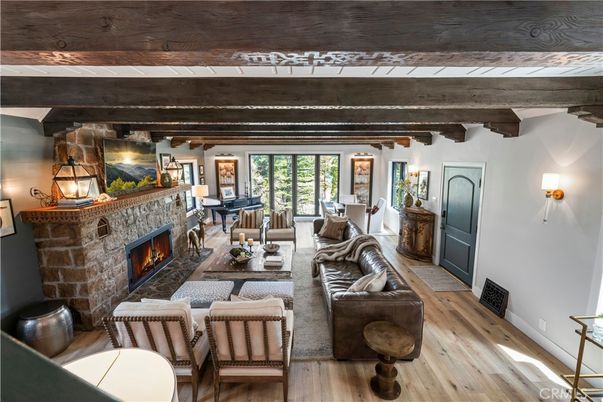 Fireplace, Interior, Living room, Piano, Wooden Beams, Wooden Ceilings, Wood Texture Flooring