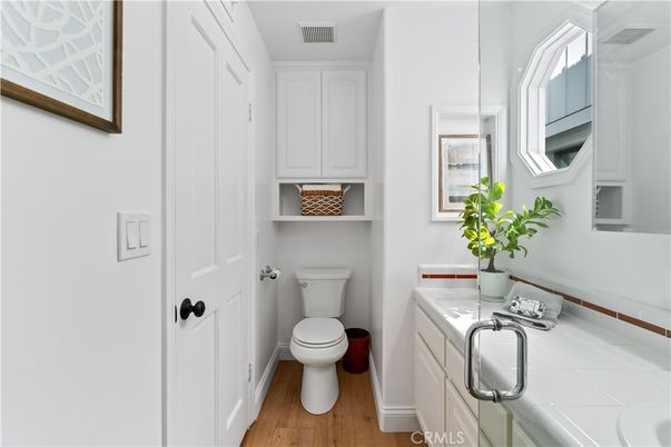 Bathroom, Interior, Tile Countertops, Wood Texture Flooring
