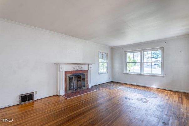 Empty room, Fireplace, Interior, Wood Texture Flooring