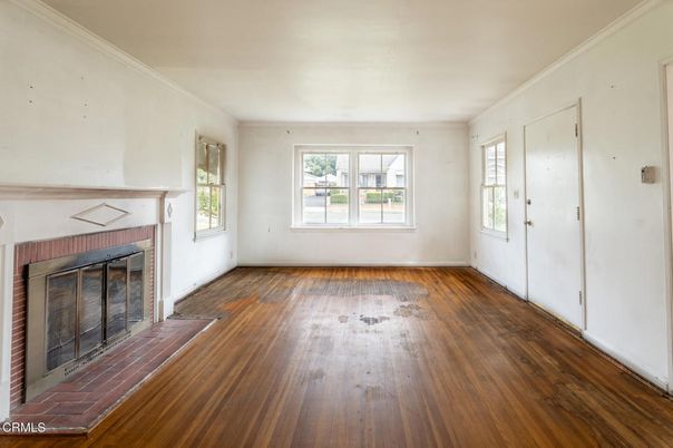 Empty room, Fireplace, Interior, Wood Texture Flooring