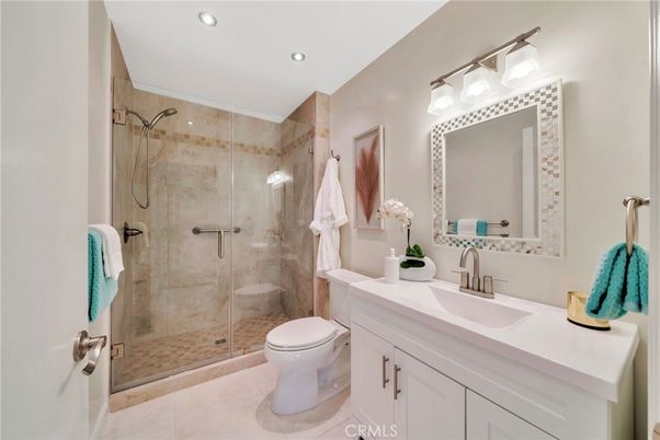 Bathroom, Glass Shower, Interior, Recessed Lighting