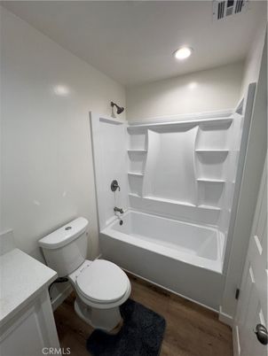 Bathroom, Interior, Recessed Lighting, Wood Texture Flooring