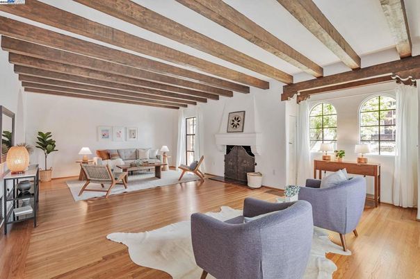 Fireplace, Interior, Living room, Wooden Beams, Wood Texture Flooring