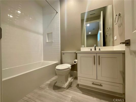 Bathroom, Interior, Recessed Lighting, Wood Texture Flooring