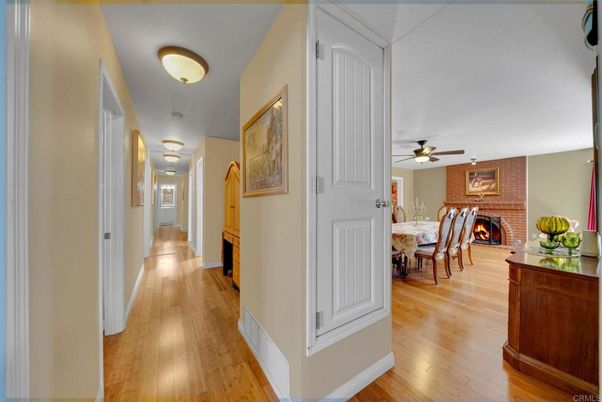 Dining room, Fireplace, Interior, Stone Walls, Wood Texture Flooring