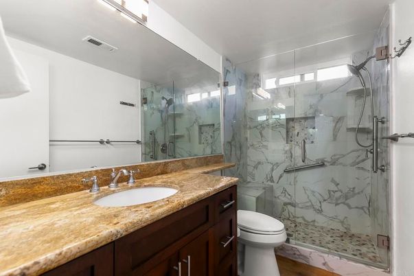 Bathroom, Glass Shower, Interior, Marble Walls