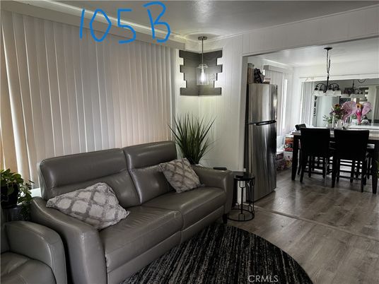 Dining room, Interior, Kitchen, Living room, Pendant Lights, Stainless Steel Appliances, Wood Texture Flooring