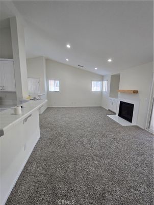 Empty room, Fireplace, Interior, Kitchen, Recessed Lighting