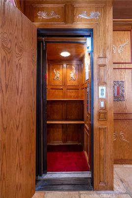 Elevator, Interior, Recessed Lighting, Wooden Walls