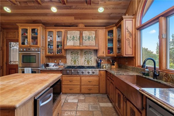 Interior, Kitchen, Recessed Lighting, Stainless Steel Appliances, Wooden Beams, Wooden Ceilings