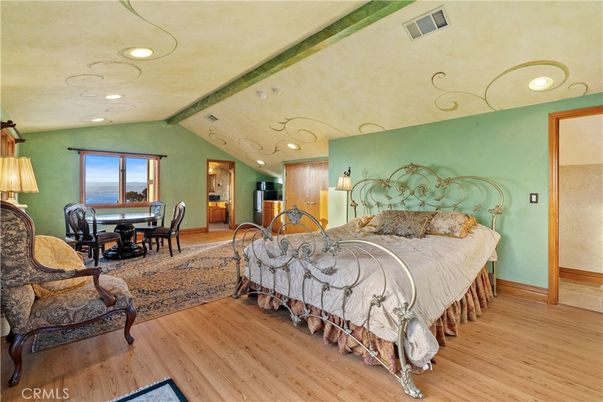 Bedroom, Dining room, Interior, Recessed Lighting, Wood Texture Flooring