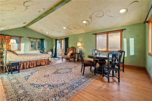 Bedroom, Dining room, Interior, Recessed Lighting, Wooden Beams, Wood Texture Flooring