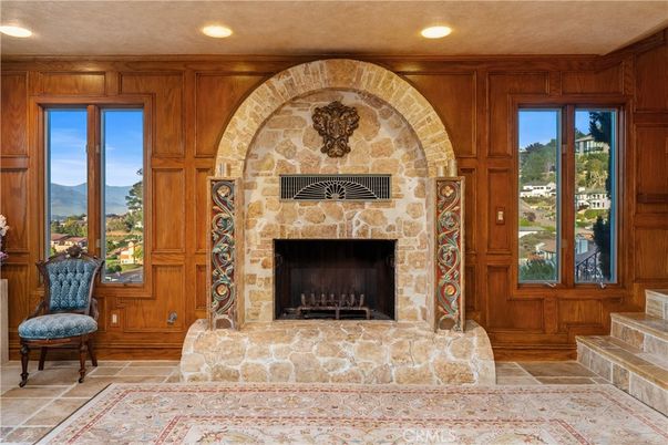 Fireplace, Interior, Recessed Lighting, Wooden Walls