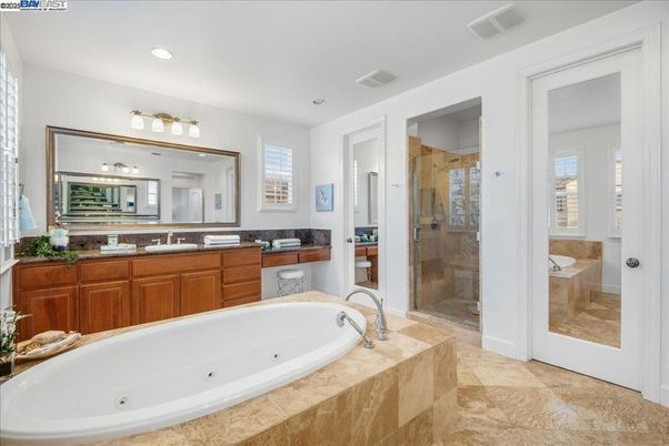 Bathroom, Dual Sink Vanities, Glass Shower, Interior, Recessed Lighting