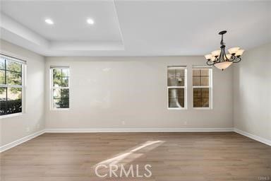 Chandelier, Empty room, Interior, Recessed Lighting, Wood Texture Flooring