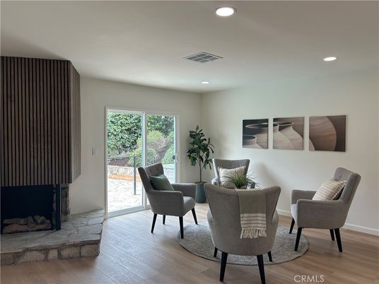 Fireplace, Interior, Recessed Lighting, Wood Texture Flooring