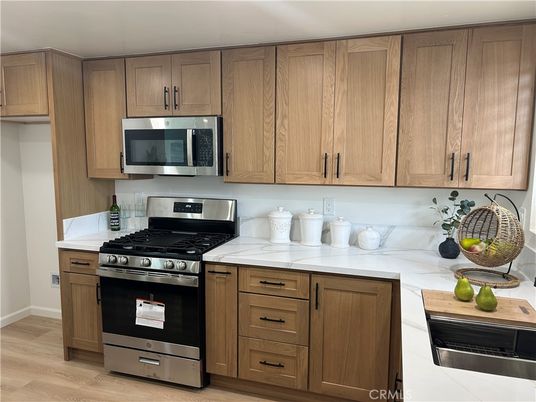 Interior, Kitchen, Stainless Steel Appliances, Wood Texture Flooring