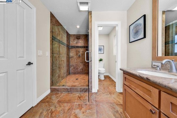 Bathroom, Glass Shower, Interior, Recessed Lighting