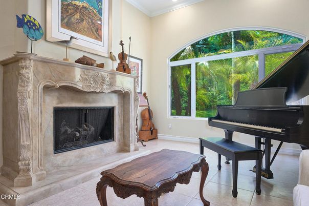 Fireplace, Interior, Piano, Recessed Lighting
