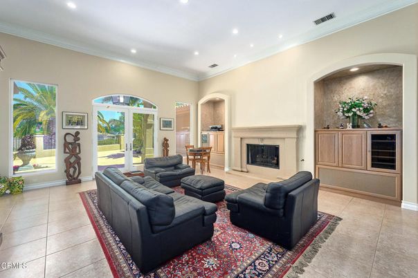 Dining room, Fireplace, Interior, Living room, Recessed Lighting