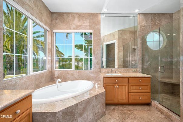 Bathroom, Dual Sink Vanities, Glass Shower, Interior, Recessed Lighting