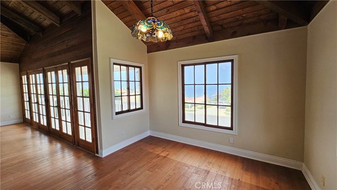 Chandelier, Empty room, Interior, Pendant Lights, Wooden Beams, Wooden Ceilings, Wood Texture Flooring, Wooden Walls