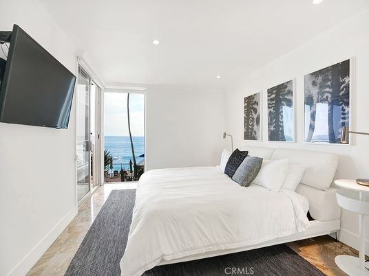 Bedroom, Interior, Recessed Lighting, Water, Wood Texture Flooring