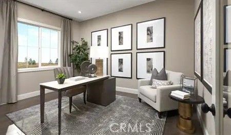Home Office, Interior, Recessed Lighting, Wood Texture Flooring