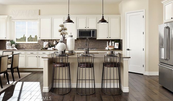 Interior, Kitchen, Pendant Lights, Stainless Steel Appliances, Wood Texture Flooring