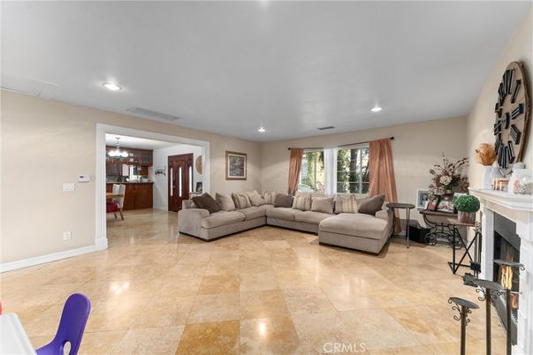 Chandelier, Dining room, Fireplace, Interior, Living room, Recessed Lighting