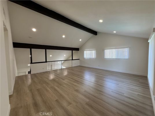 Empty room, Interior, Recessed Lighting, Wooden Beams, Wood Texture Flooring