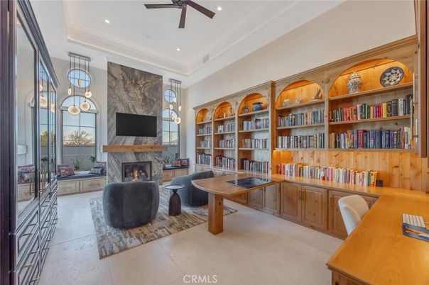 Fireplace, Home Office, Interior, Pendant Lights, Recessed Lighting