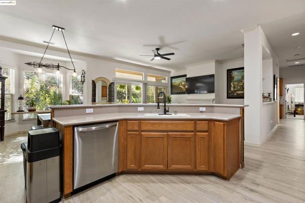 Interior, Kitchen, Pendant Lights, Recessed Lighting, Wood Texture Flooring