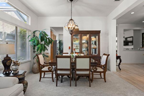 Chandelier, Dining room, Interior, Pendant Lights, Recessed Lighting, Wood Texture Flooring