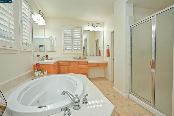 Bathroom, Dual Sink Vanities, Glass Shower, Interior, Tile Countertops