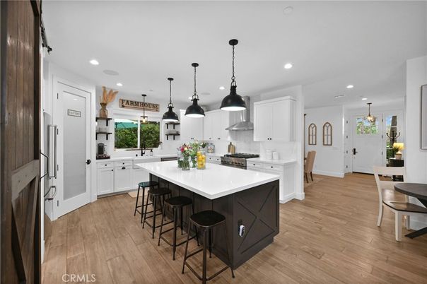 Interior, Kitchen, Pendant Lights, Recessed Lighting, Wood Texture Flooring