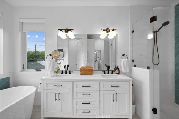 Bathroom, Dual Sink Vanities, Free Standing Baths, Glass Shower, Interior