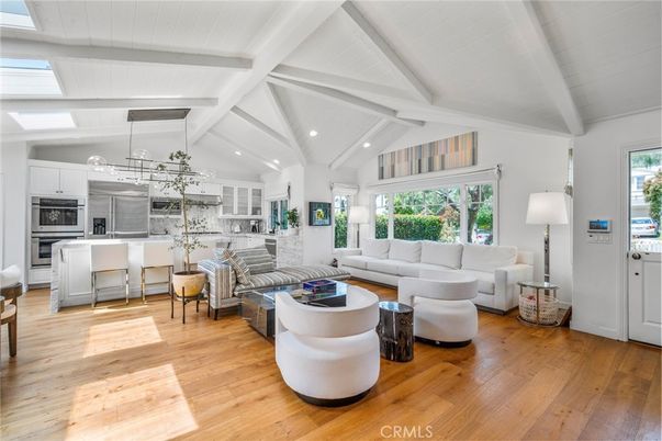 Interior, Kitchen, Living room, Recessed Lighting, Stainless Steel Appliances, Wood Texture Flooring