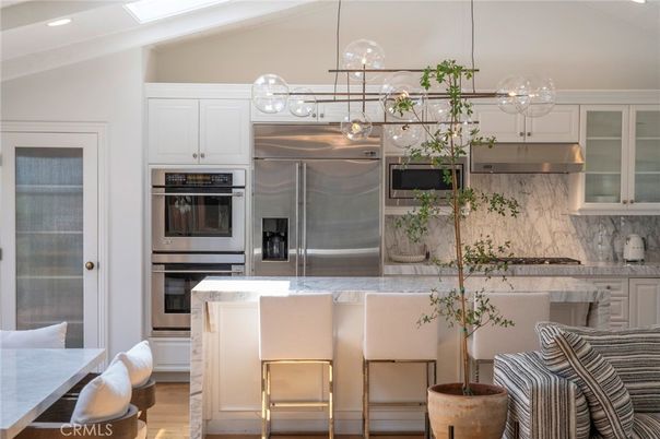 Interior, Kitchen, Pendant Lights, Stainless Steel Appliances, Wood Texture Flooring