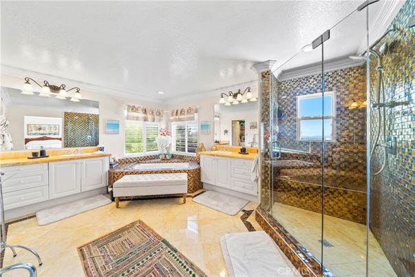 Bathroom, Dual Sink Vanities, Glass Shower, Interior, Recessed Lighting