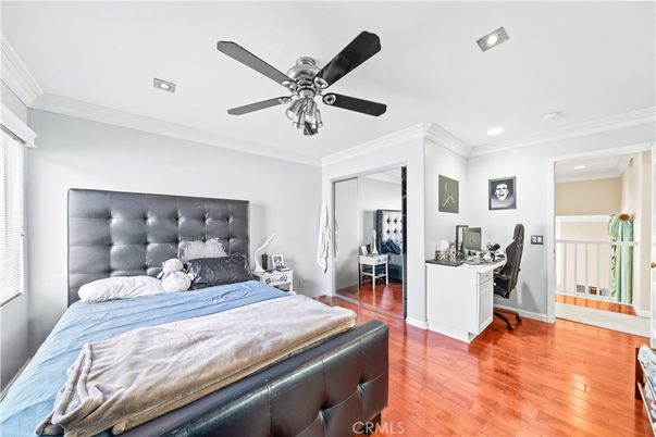 Bedroom, Home Office, Interior, Recessed Lighting, Wood Texture Flooring