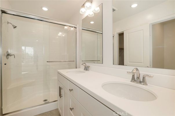 Bathroom, Dual Sink Vanities, Glass Shower, Interior, Recessed Lighting