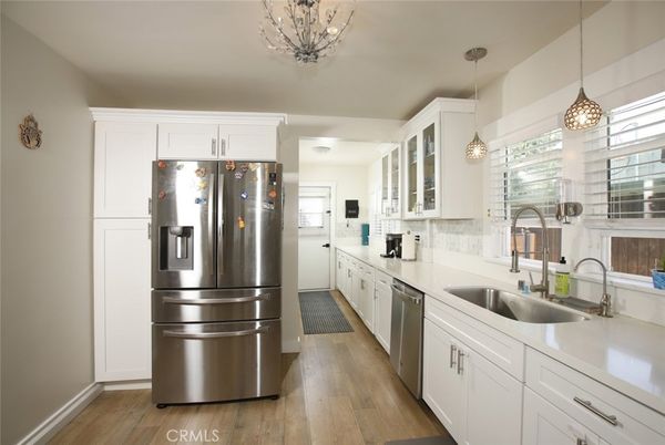 Interior, Kitchen, Pendant Lights, Stainless Steel Appliances, Wood Texture Flooring