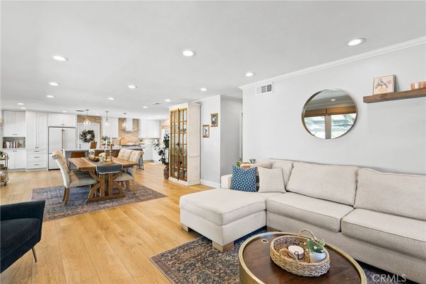 Dining room, Interior, Kitchen, Living room, Pendant Lights, Recessed Lighting, Wood Texture Flooring