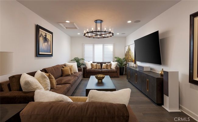 Chandelier, Interior, Living room, Recessed Lighting, Wood Texture Flooring