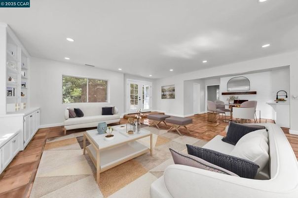 Dining room, Interior, Kitchen, Living room, Recessed Lighting, Wood Texture Flooring