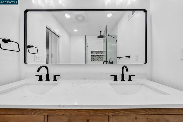 Bathroom, Dual Sink Vanities, Glass Shower, Interior, Recessed Lighting